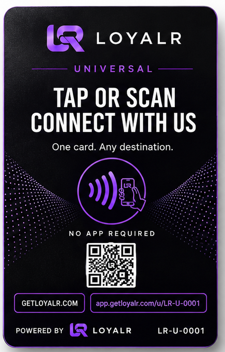 LOYALR Standard Smart Card with NFC tap and QR scan